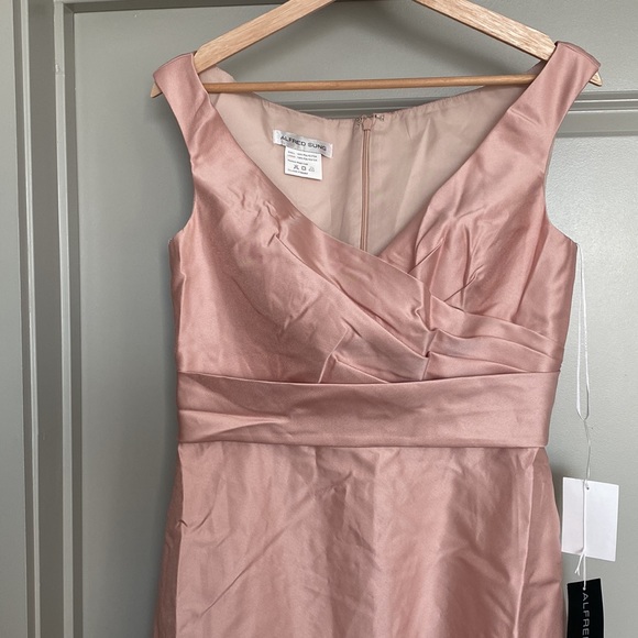 Women’s Gown Twill Offshore Maxi Dress Alfred Sung Color Pink Toasted Size 8 New - Picture 3 of 4